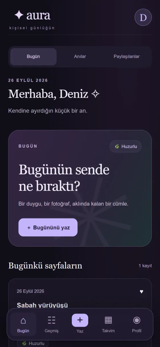 Aura — Mobil günlük uygulaması